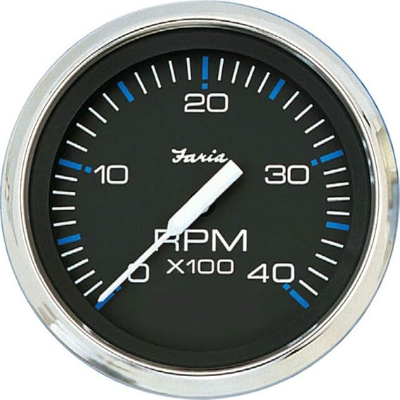 Faria Beede Instruments BEEDE 33742 Chesapeake Stainless Steel Tachometer (4000 RPM) Diesel - 4"", Black