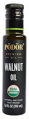 PÖDÖR Premium Organic Walnut Oil - 3.4 fl. Oz. - Cold-Pressed, 100% Natural, Unrefined and Unfiltered, Vegan, Gluten-Free, Non-GMO in Glass Bottle