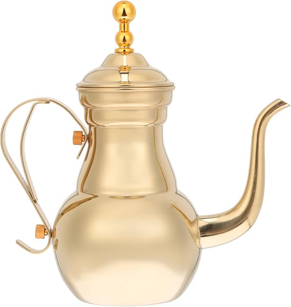 Stainless Steel Coffee Pot with Long Narrow Spout Ergonomic Handle Decorative Metal Carafe 9.05X4.72X9.64 Inch for Home Kitchen Office Brewing