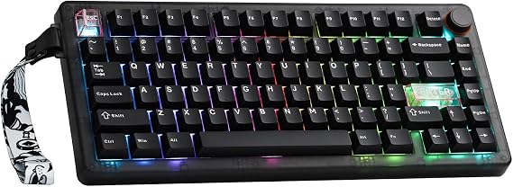 MechLands CIDOO QK75 VIA Programmable 75% Compact Keyboard, USB-C/BT5.0/2.4Ghz Wireless, Hot Swappable Custom Mechanical Keyboard with Gasket Mounted, PC Plate, 4000mAh Battery for Win/Mac (Black)