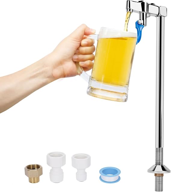 14 inch Glass Filler Faucet, Glass Filling Station Water Station Drinking Water Faucet with 1/4" & 3/8" Adapters & Sealing Tape, Male for Bar Cafe Restaurant Kitchen Hotel Public Lounge