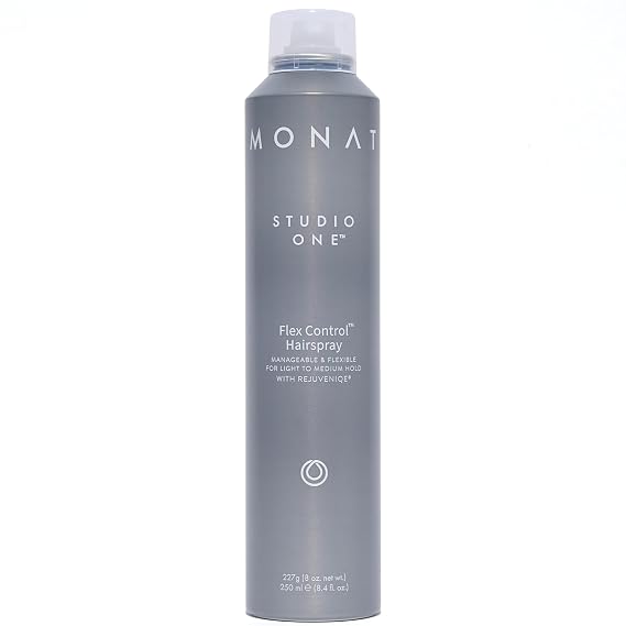 MONAT Studio OneTM Flex Control Hairspray Light to Medium Buildable Hold Infused with REJUVENIQE Can be Used on Colored Hair Fresh Smelling Scent Style Memory for Humid Weather
