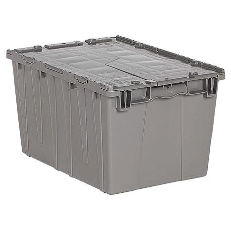 Attached Lid Container, Tote, Gray