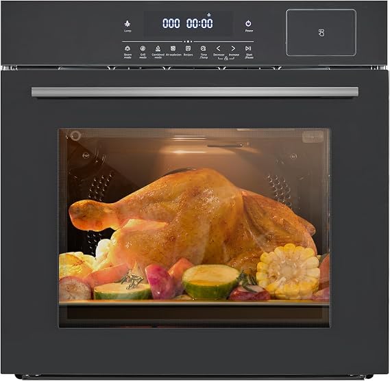 GarveeHome 24 Inch Built-in Electric Wall Oven,Single Convection Oven with 70L(2.5Cu.ft) Capacity,8 Cooking Modes & Touch Control for Baking, Roasting,Stainless Steel