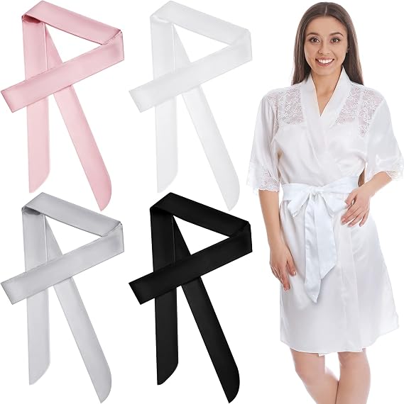 Sintege 4 Pcs Satin Robe Belt Replacement for Robe Waist Sash, 79 X 2 in