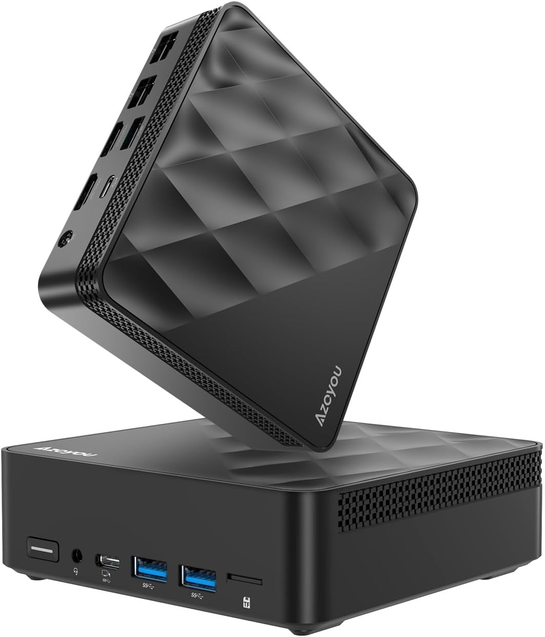 Azeyou Mini PC Processor N100 16 G DDR4 512 G SSD Mini Desktop Computerv with W11 Pro LAN 1000 M WiFi 6 BT5.2 4 K HDMI Dual RJ45 USB 3.2