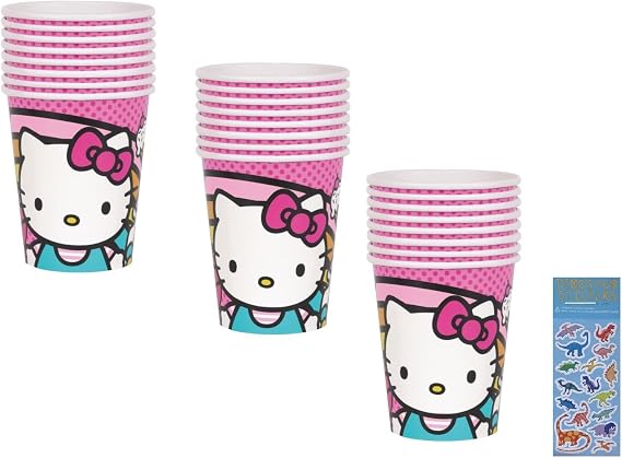 Unique Hello Kitty Birthday Party Supplies Bundle includes 24 Party Paper Cups