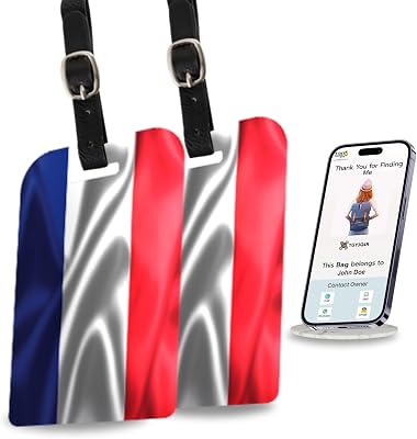 [Pack 2] tag8 France Flag Tag Smart Bag tag |Trendy Luggage tag ID Identification | Suitcase Tag | Fashionable Digital Name tag | Airline Compliant, SITA World Tracer Code Enabled | Gift idea