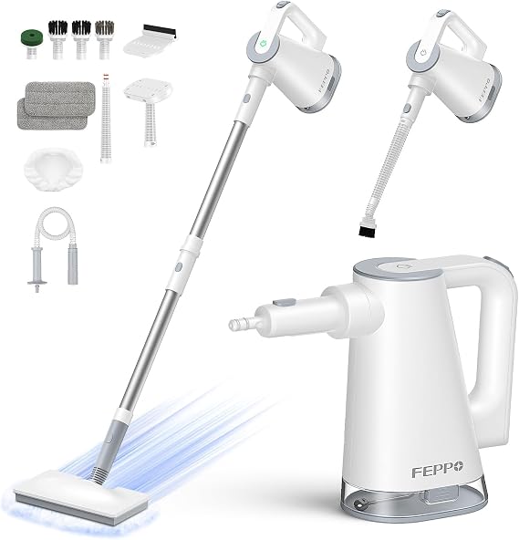 FEPPO Steam Mop & Detachable Handheld Steam Cleaner for Home and Floor | 15s Heat-Up, 230F Floor Steamer for Deep Cleaning with Multi-purpose Attachments Hardwood Floors, Tile,Grout,Furniture