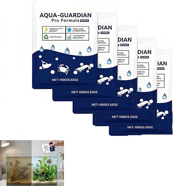 Aqua Guardian Pro Formula for Pond, Aquarium Care Powder, Mix Water Care Support, Easy-to-Maintain Pond Water Treatment Agent, Friendly Daily Support for Fish, Shrimp & Crab (5pcs)