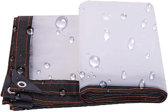 Waterproof Clear Tarpaulin Sheet 3x3ft, Heavy Duty Dustproof Rainproof Tarpaulin Garden Tarp Sheet Film Cloth PE with Metal Grommets, for Greenhouse Garden Patio