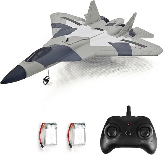 RC Plane Remote Control Airplane, 2 Channel RC Fighter, 2.4GHz 3-Axis Gyro Stabilizer Foam Plane, Ready to Fly Fixed-Wing RC Aircraft with 2 Batteries, Easy to Fly for Beginners