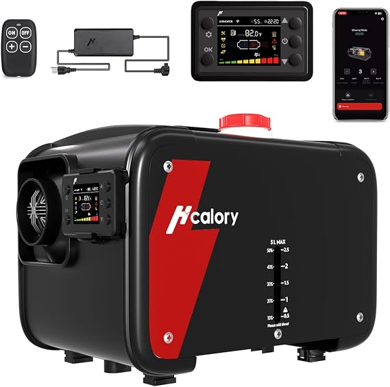 Diesel Heater 8KW, HBH1S 12V Parking Diesel Air Heater All in One with App Control, 10-Temperature Settings, Auto Start-Stop and Fast Heating, 110V AC & 12V 24V DC, for Car, RV, Campers