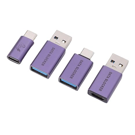 Data Blocker, (4-Pack) USB A to USB C Female Defender, Refuse Hacking for Any Mobile Phone Quick Charging