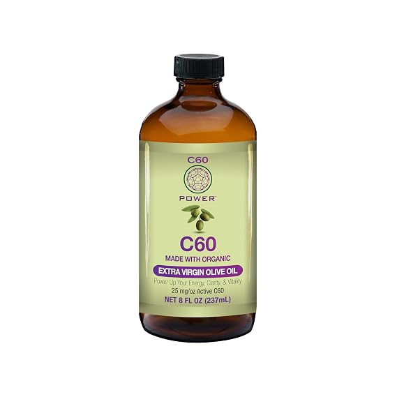 C60 Power C60 in Organic Extra Virgin Olive Oil, Natural Wellness - 8 Fl Oz