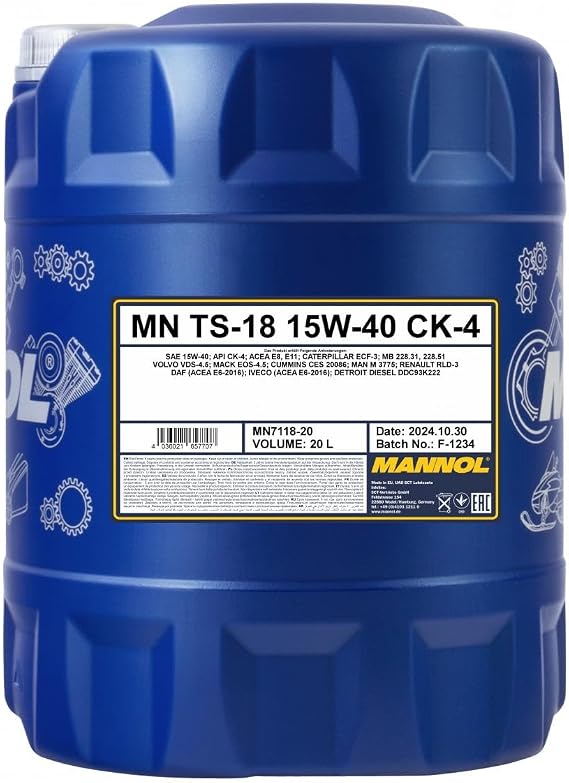MANNOL 7118 Premium Engine Oil 15W-40 for Trucks, 20L