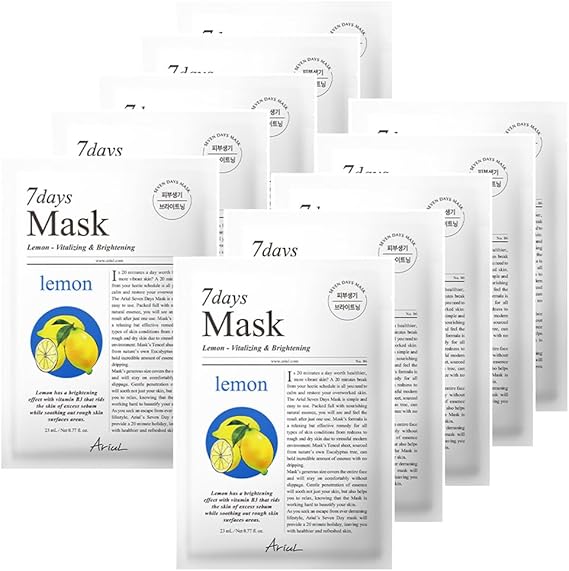 Ariul 7 Days Mask Lemon C - Vegan Paper Mask with Revitalizing and Illuminating Lemon Extract
