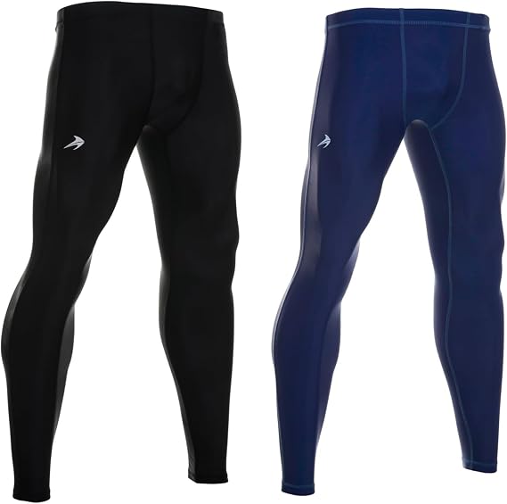 CompressionZ Men's Compression Pants for Workout, Sports | Base Layer Running Tights Leggings (Black-S & Navy-S) Bundle