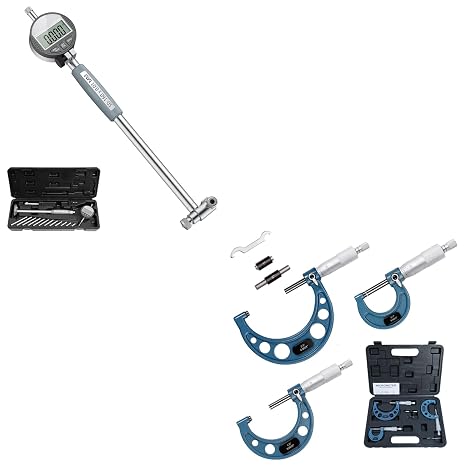 HDLNKAK Digital Dial Indicator Bore Gauges (2"-6"/0.0005") & 0-3" Micrometer Set Precision Cylinder Measurement & Laser-Etched Machinist Tools Combo