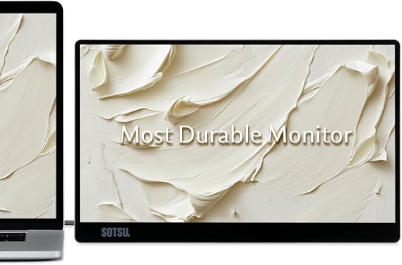 SOTSU FlipAction Go 14" Premium Portable Monitor | Full HD 1080p | 400 Nits | 100% sRGB | Robust yet Lightweight | Pivoting Landscape & Portrait Display | Tempered Glass Cover | USB-C & Mini HDMI | 5W