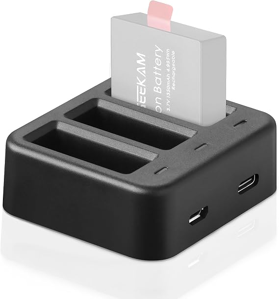 Action Camera Battery Charger for Select Models, 3 Channel Charger | Compatible for AKASO EK7000/Brave 4/V50X, Apexcam, COOAU, Dragon Touch, Crosstour, Campark, APEMAN, Exprotrek, S009R, PG1050