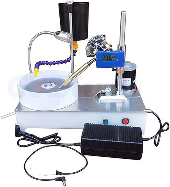 Gemstone Honing Machine Faceted Gem Polishing Machine Jewelry Polisher Flat Grinder Lapidary Machine 2800RPM 120W for Beginners and Pros(Digital Display)
