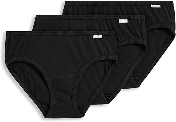 Jockey Women's Underwear 100% Cotton Elance Bikini - 3 Pack, Black, 7
