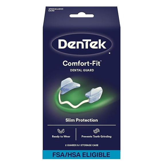 DenTek Comfort-Fit Dental Guard, 1 Storage Case & Pack of 2 Guards | FDA-Cleared Mouth Guard, For Grinding Teeth at Night, Ready to Wear & Adjustable, Non-Bulky Bite Pads, Slim Protection