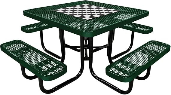 COATEDOUTDOORFURNITURE 46In Square Game Picnic Table, Expanded, Green