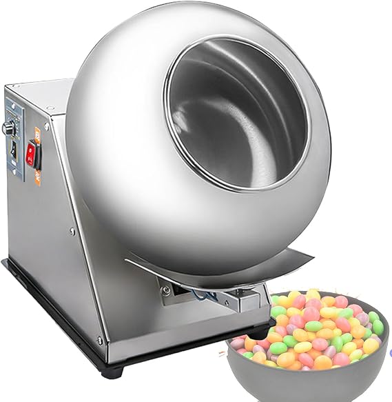 Automatic Tablet Coating Machine,Candy Coater Machine,Small Commercial Mini Chocolate Panning Machine, for Sugar, Chocolate, Peanut Nut Etc