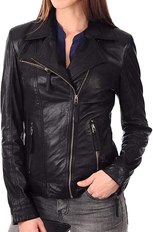 Women Leather Jacket - Lambskin Winter Vintage Motorcycle Biker Jacket, Moto Riding & Racing Jackets