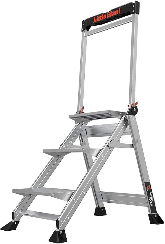 Little Giant Jumbo Step 3-Step Foldable 2.2 ft Aluminum Stool, 11903