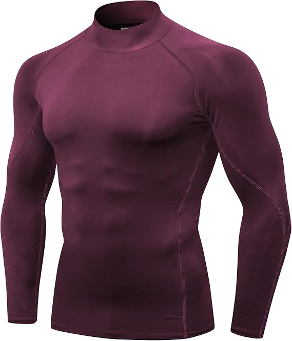 Men's Turtleneck Compression Shirts Quick Dry Workout Shirt Long Sleeve Undershirt Football Gym Base Layer Tops