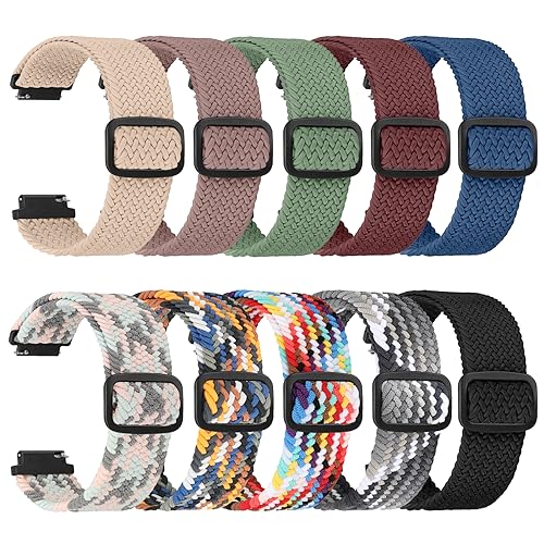 10 Pack Braided Stretchy Adjustable Straps Compatible for 16mm 18mm Quick Release Bands for Women Men,Sport Elastic Nylon Cloth Wristbands