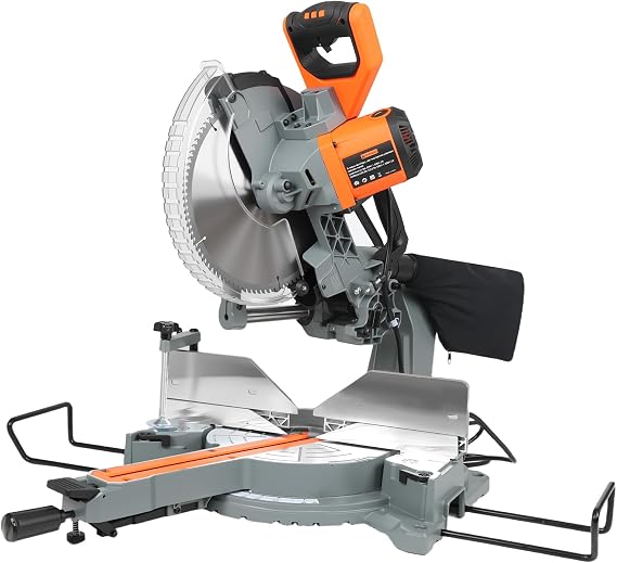 12" Sliding Miter Saw with LED Guide, Professional Woodworking Saw