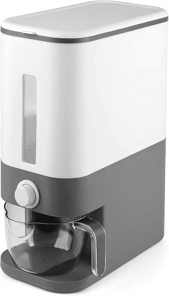 25 Lbs Rice Dispenser, Large Grain Container Storage with Lid Measuring Cylinder Moisture Proof Household Cereal Dispenser Bucket for Kitchen Soybean Corn