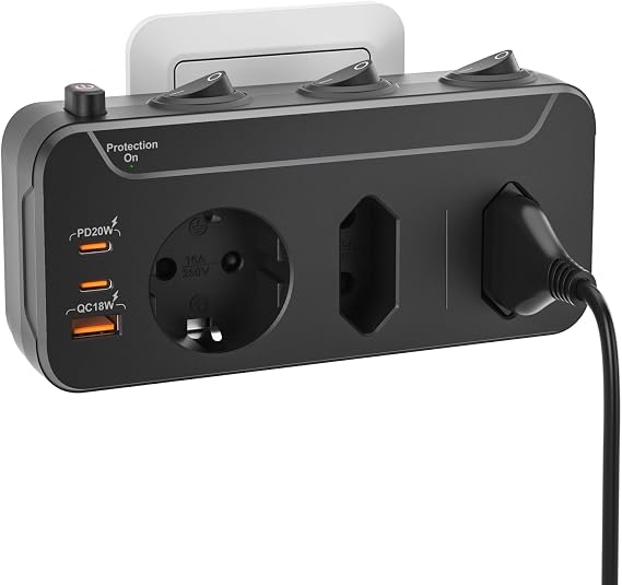 Multiple plug for sockets 3-way multiple socket individually switchable