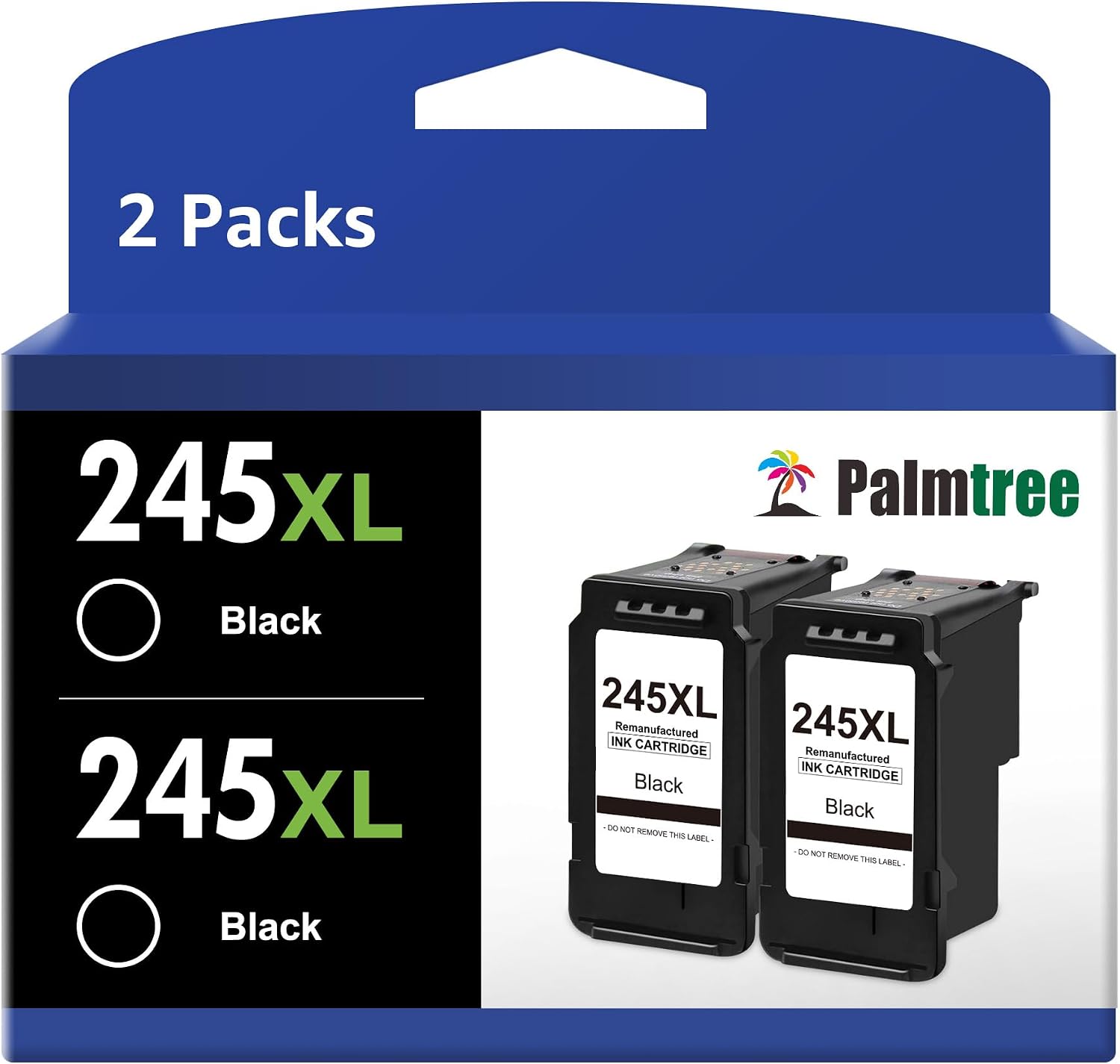 Palmtree Compatible 245XL Ink Cartridge 2 Black Combo Pack Replacement for Canon PG 245 243 XL Higher Yield for PIXMA MX490 MX492 MG2922 MG2522 MG2520 MG2920 TS3100 TS3122 TS3300 TR4500 TR4520 Printer