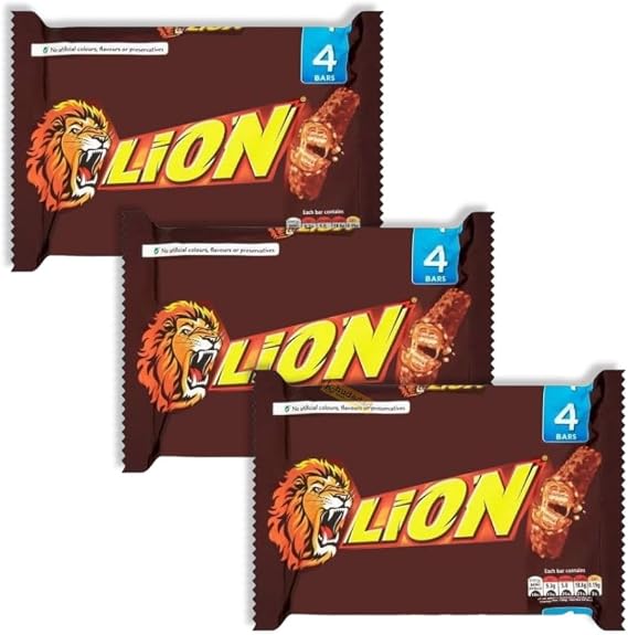 Lion Chocolate Bar Multipack Bundle – Brownie, White & Milk Flavours – Crunchy Biscuit & Caramel Chocolate Treats (3x, Lion Milk Chocolate)
