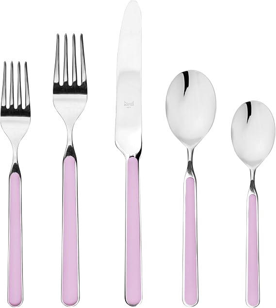 Mepra Fantasia 20-Piece Kitchen Set Lilac Finish Handle Dishwasher Safe Cutlery