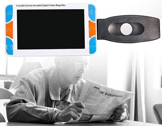 Handheld Digital Magnifier Portable Electronic Video Magnifier 5.0 Inch HD LCD Screen for Visually Impaired People, Anyone with Low, 3-48X Magnification 26 Color Modes