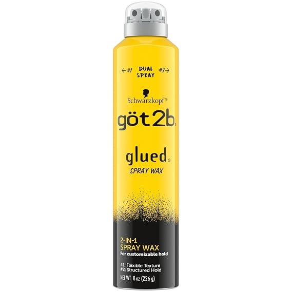 got2b Glued Customizable Hold Spray Wax, 2-in-1 Dual Nozzle, 8 oz