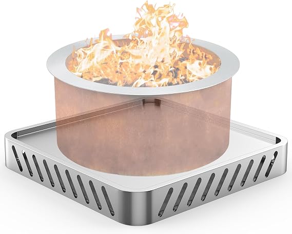 Breeo Fire Pit X24 25.6インチ対応 - 芝生とデッキ保護用のファイヤーピットベース、ステンレススチールメタルベース、熱保護&気流、ファイヤーピットマット、屋外&屋内用アクセサリー、ソロストーブ用