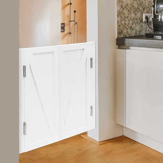Swinging Doors Cafe Doors, Interior Wood Swing Door, Saloon Cafe Doors, Auto Close Swinging barn Door Swinging Door, Bar Porch Entrance Counter (White, 31.5 * 35.43in)