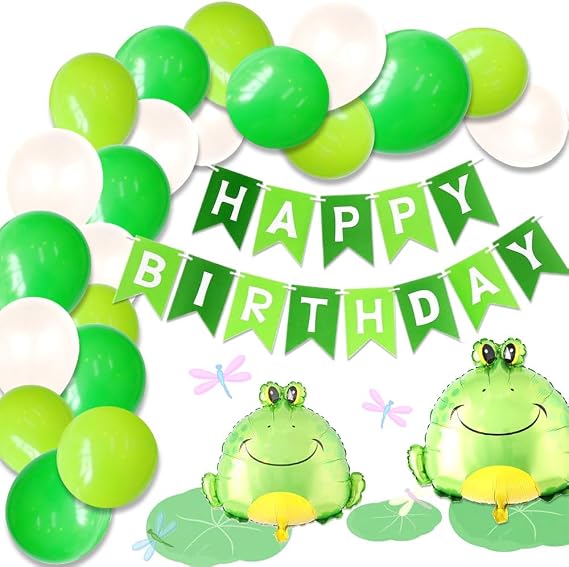 LaVenty Frog Birthday Decoration Frog Balloon Frog Birthday Party Supplies Frog Princess Party Decoration Garden Birthday Decoration