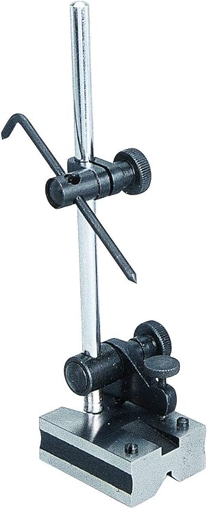 Groz Surface Gauge with 7" Scriber and Extra 4" Spindle, Fully Hardened Ground Base, Machined Vee Groove for Curved Surfaces, Layout and Marking Tool for Machinists and Toolmakers (03200)