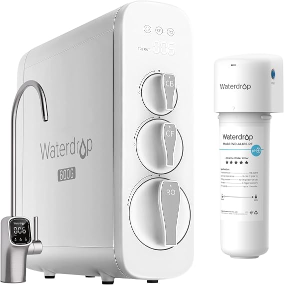 Waterdrop Reverse Osmosis System G3P600, NSF/ANSI 58 & 372 Certified, Tankless Under Sink RO System, RO Water Filter System, TDS Reduction, 600 GPD, Smart LED Faucet