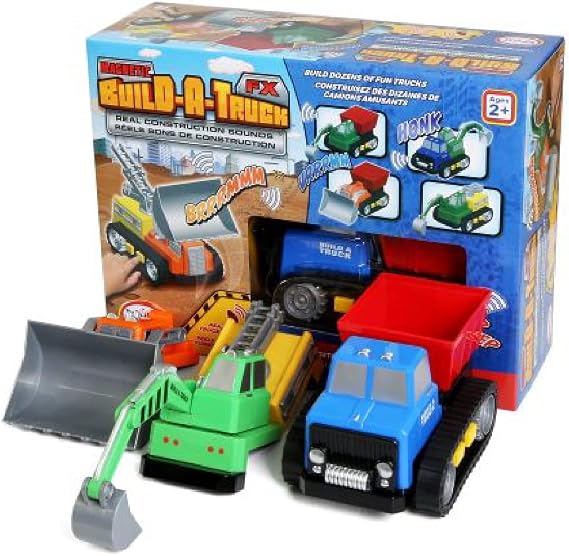 Popular Playthings Magnetic Build-A-Truck FX Construction Vehicle | 4 Pieces, for Boys Ages 2 & Up, Construction Vehicle Toys, Gifts, for Toddlers Play