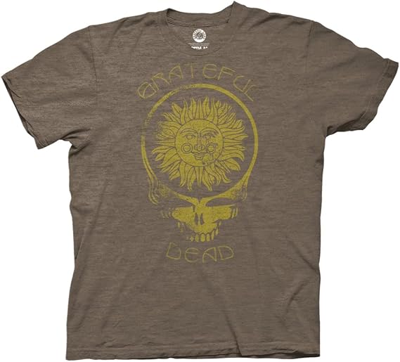 Ripple Junction Grateful Dead Men's Short Sleeve T-Shirt Steal Your Face Distressed Smiling Sun Stealie Officially Licensed
