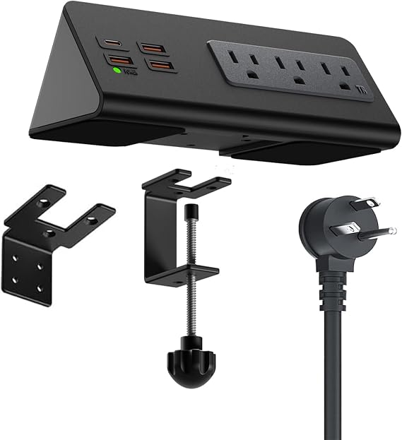 Desk Edge Mount Power Outlets with USB Charge Ports
